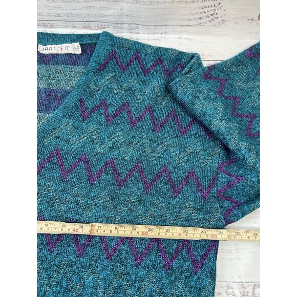 Vintage Knitted Geometric abstract patterned knit sweater Women's 1XB 90's 80's - Picture 8 of 12